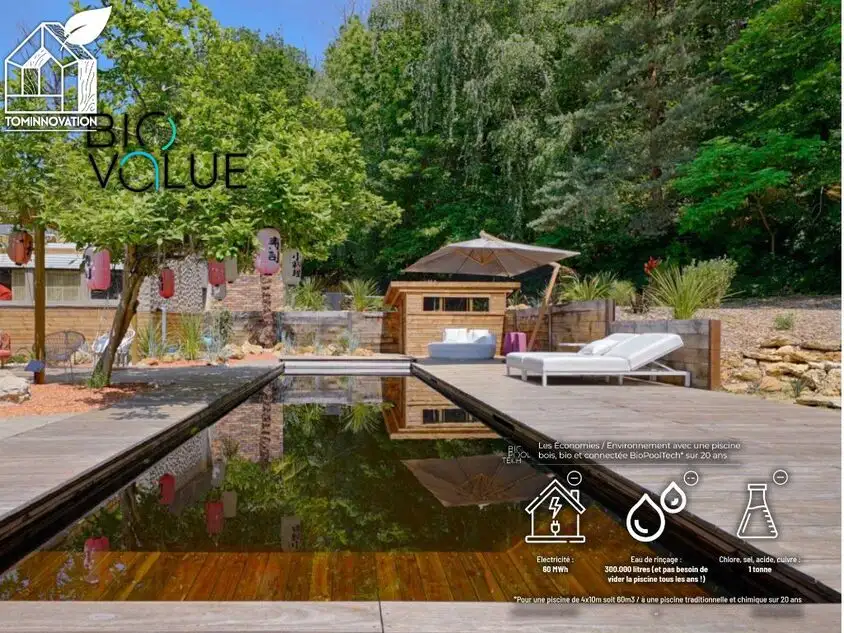 UNE MAISON  EQUIPEE D'UNE PISCINE NATURELLE ECOLOGIQUE